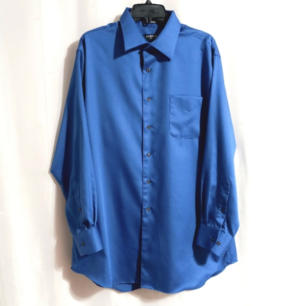George - Long Sleeve Button Down Wrinkle Resistant Sateen Dress Shirt